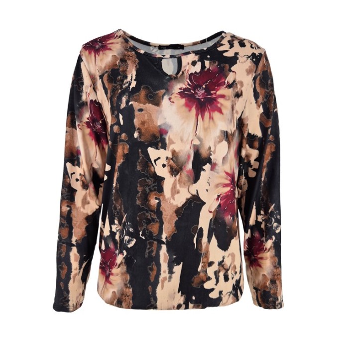 FOS shirt 7631 Mimi Waterlelie Zwart print